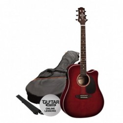 SPD25CEQWRS - Pack Guitarra Electroacustica Dreadnought Vino - Ashton