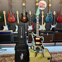 Guitarra Electrica Vintage Guitars V65 30 Anniversary Custom Art Paint “ Surf & Calaveritas” 1 of 1 LTD 2026 - Sea Foam Green