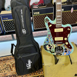 Guitarra Electrica Vintage Guitars V65 30 Anniversary Custom Art Paint “ Surf & Calaveritas” 1 of 1 LTD 2026 - Sea Foam Green