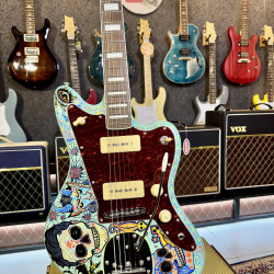 Guitarra Electrica Vintage Guitars V65 30 Anniversary Custom Art Paint “ Surf & Calaveritas” 1 of 1 LTD 2026 - Sea Foam Green