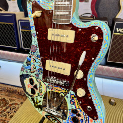 Guitarra Electrica Vintage Guitars V65 30 Anniversary Custom Art Paint “ Surf & Calaveritas” 1 of 1 LTD 2026 - Sea Foam Green