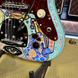 Guitarra Electrica Vintage Guitars V65 30 Anniversary Custom Art Paint “ Surf & Calaveritas” 1 of 1 LTD 2026 - Sea Foam Green