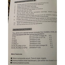 Joyo 212V Cabinet Celestion Vintage 30 Stereo Mono